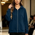 thumbnail image 2 of Iyufng Women's Full Zip Hoodie Jackets, Drawstring Long Sleeve Oversized Loose Hooded Sweatshirt Coat with Pockets for Fall Winter Casual Daily Outfits, 2 of 6
