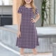 thumbnail image 2 of Girls' Summer Dress Kids 2025 Classic Plaid Short Sleeve Dress Comfortable Casual Dresses for Everyday Wear ,Sie:140, 2 of 7