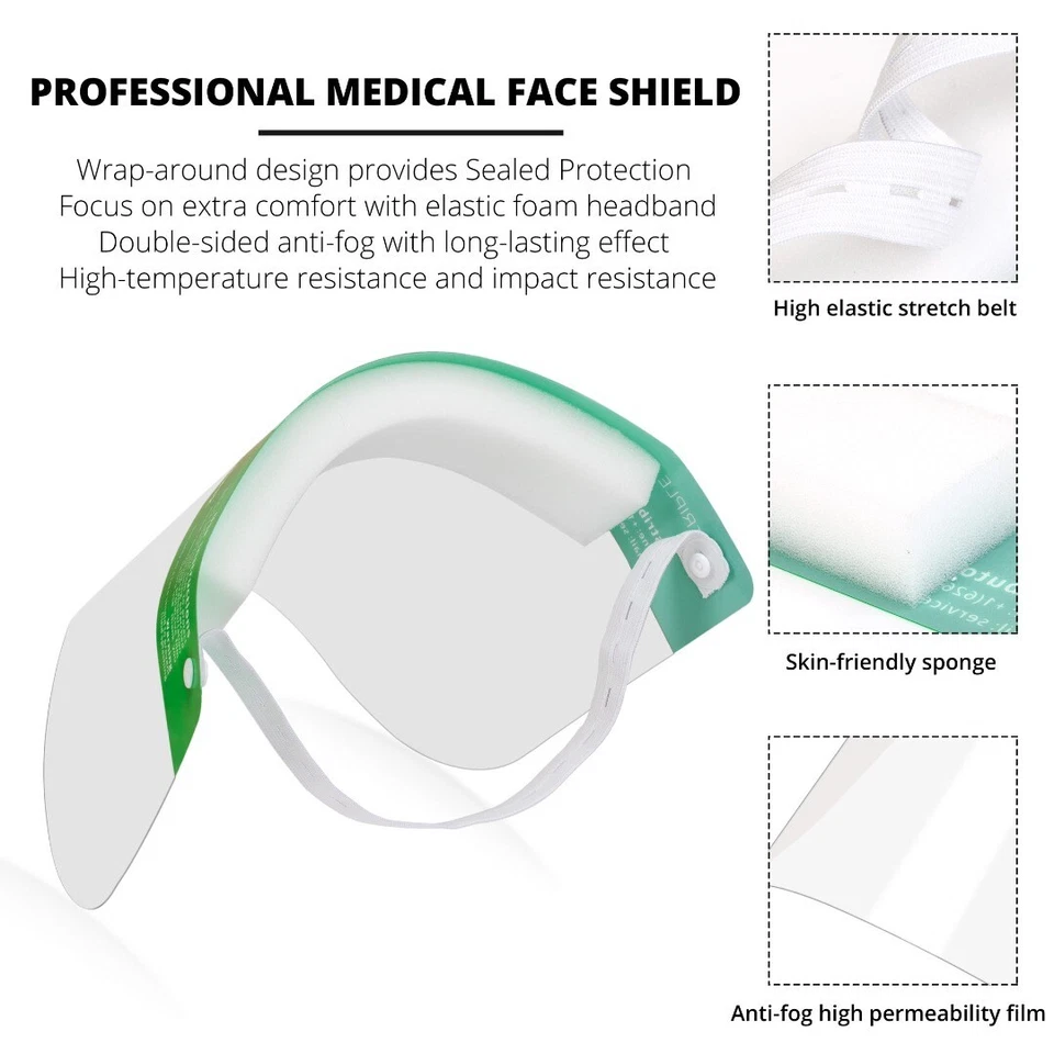 CIRCLE- 10 Pcs Reusable Safety Face Shield Full Protection Clear Anti-Fog Visor Guard