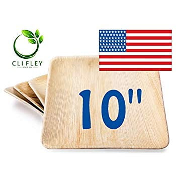 Dessert For Christmas Dinner Palm Leaf Disposable Plates - 10 inch 25 Plate Pack Premium Biodegradable Wooden Eco-Friendly Rustic Bulk Bamboo Party Dinnerware - for Christmas, Appetizer, Dessert, Dinner, Baby Shower, Birthday ()