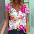 thumbnail image 2 of Blusa estampada de verano para mujer, camisetas casuales de manga corta con cuello en V, camisetas Pompotops  hkajfhjk472750, 2 of 5