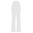 thumbnail image 5 of qolati Women Bootcut Dress Pants Business High Waisted Wide Leg Casual Work Pants Pull On Regular Slack for Office White S 4, 5 of 9