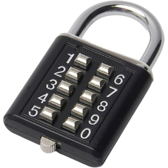 1Pcs 10-Digit Combination Padlock Push Button Lock for Locker Gym, Case, Drawer, Toolbox Black