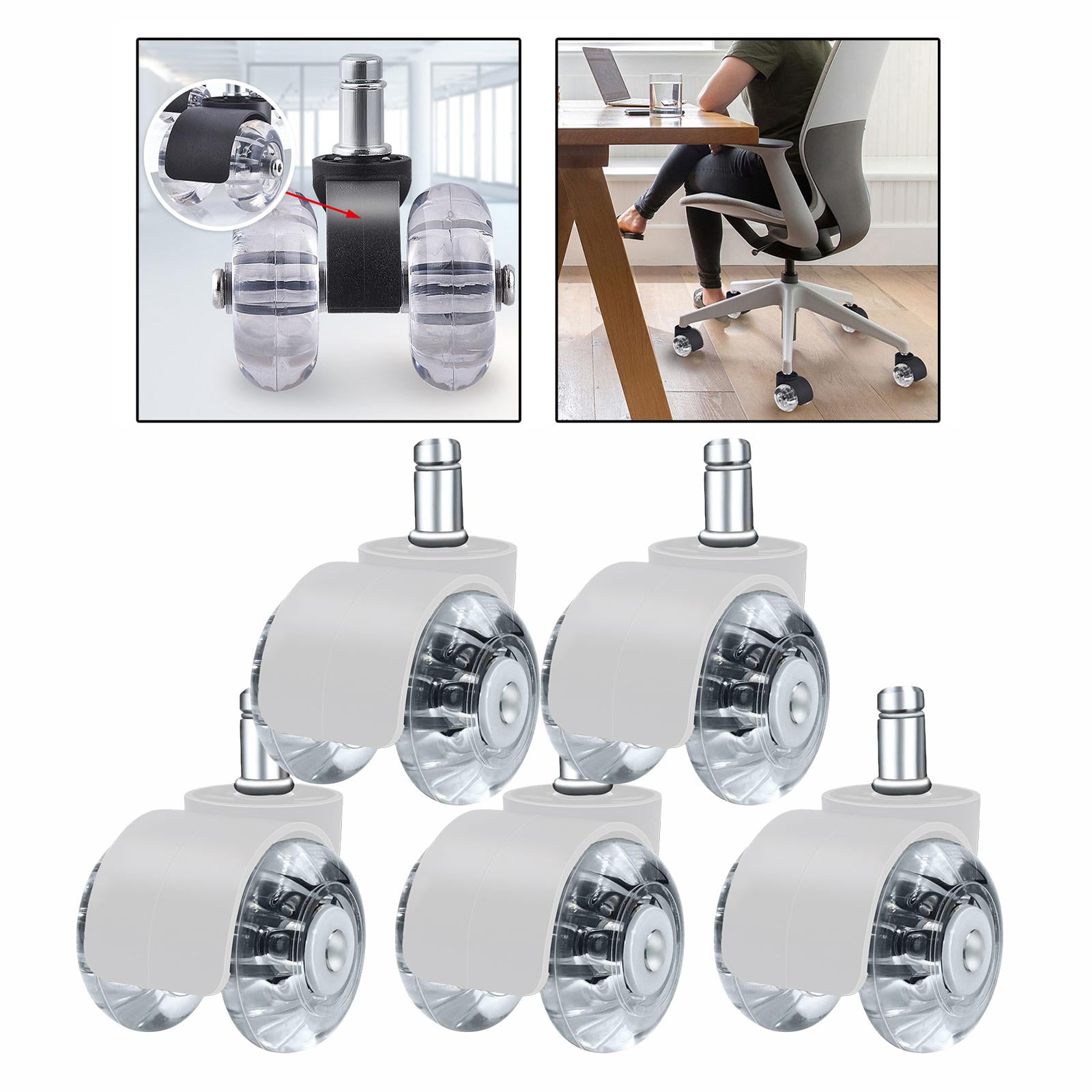 Heavy Duty Office Chair Caster Wheels Set of 5 Roller Wheel for Floor Protecting