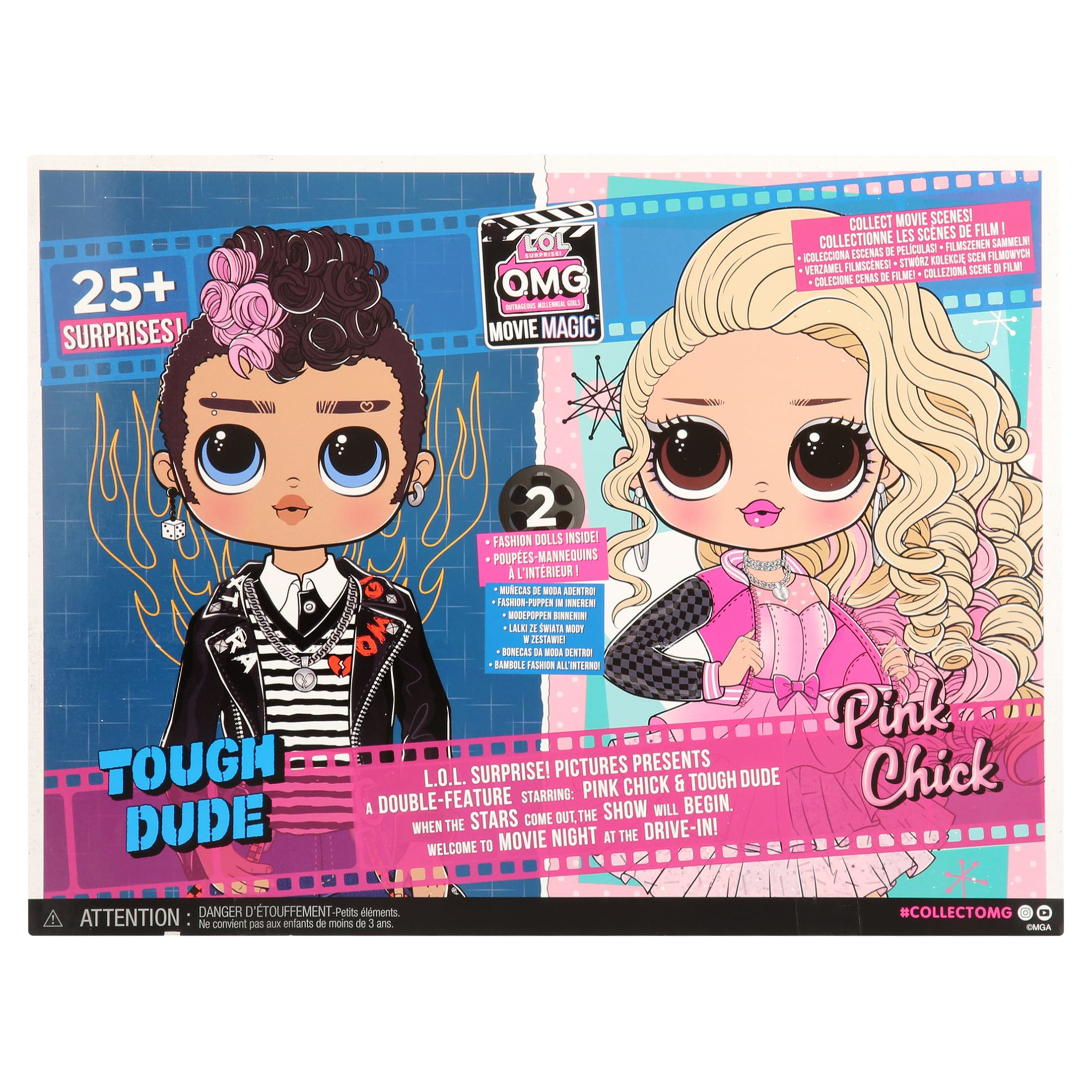 L.O.L Surprise! OMG Movie Magic Fashion Tough Dude and Pink Chick Doll Playset, 25 Pieecs - image 2 of 7