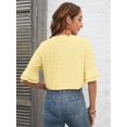 thumbnail image 7 of Chiclily Women's 3/4 Sleeve Cardigan Elegant Shrugs for Women Ruffle Sleeve Open Front Bolero, US Size Medium in Light Yellow, 7 of 7