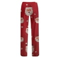 thumbnail image 4 of Women's Drawstring Christmas Printed Casual Pants, Long Trousers with Elastic Waist for Comfortable Wear, Festive Design for Holiday Season,Deep Red,2XL, 4 of 6