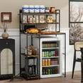 thumbnail image 2 of FULLWATT Mini Fridge Stand with Storage Shelves, 5-Tier Kitchen Bakers Rack, Space Saving Mini Fridge Cabinet, Adjustable Left/Right Organizer with Power Outlet, Brown, 2 of 11