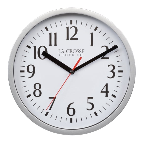 La Crosse Clock 8 inch Basics Silver Analog Quartz Wall Clock, 404-3020S