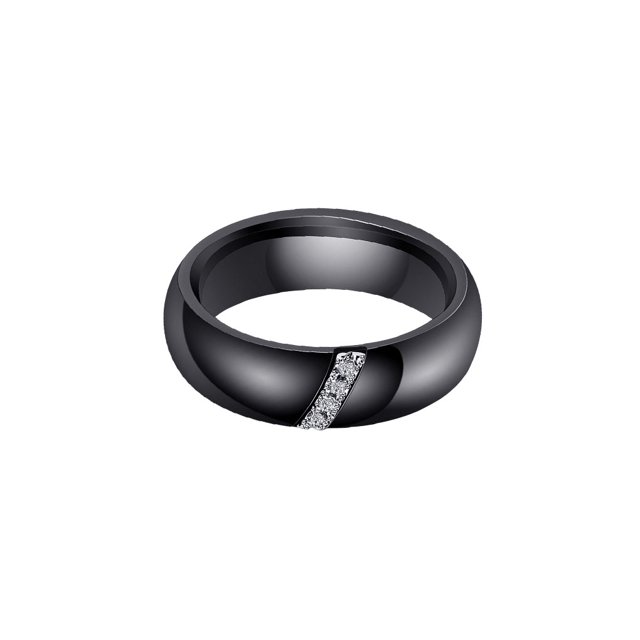 Minnieouse Anillo de circón con incrustaciones de cristal, anillos de acero de titanio de estilo Simple de cerámica, accesorio de moda, joyería de Ropa, zapatos y accesorios Miscelánea Negro diez Minnieouse AP014737-10