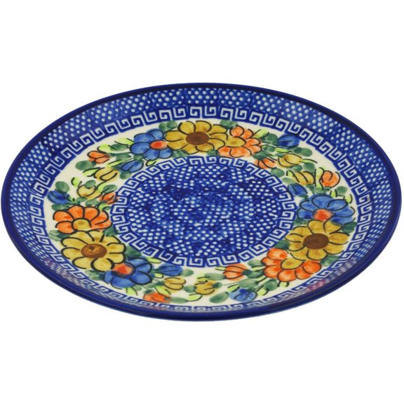 Polish Pottery 7½-inch Dessert Plate (Fall Garden Theme) Signature UNIKAT Hand Painted in Boleslawiec, Poland   Certificate of Authenticity