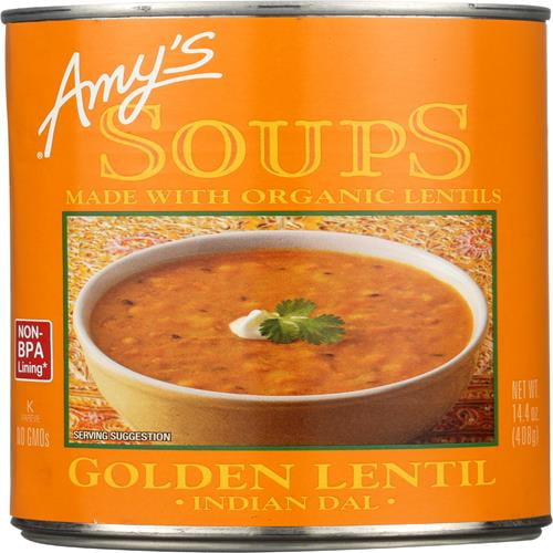 Amys Soups, Organic Indian Golden Lentil Soup, 14.4 Ounce - Pack of 2