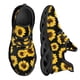 thumbnail image 1 of Zapatos clásicos negros con diseño de girasol para caminar, zapatillas casuales con cordones para mujer, zapatos transpirables de moda para mujer., 1 of 6