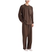 Men Pajama Set Long Sleeve Shirt and Pants Pajamas 2 Pieces Sets Lightweight Soft Cotton Sleepwear Mens Pjs Lounge Wear 2025