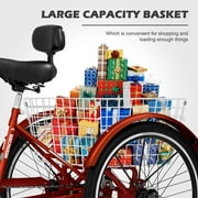 NAIZEA Adult Tricycles 26 Inch 3 Wheel 7 Speed Bikes Three-Wheeled Bicycles Cruise Trike with Shopping Basket