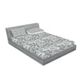 thumbnail image 2 of Ambesonne Paisley Fitted Sheet & Pillow Sham Set, Digital Persian Leaf, Queen, Grey and White, 2 of 2