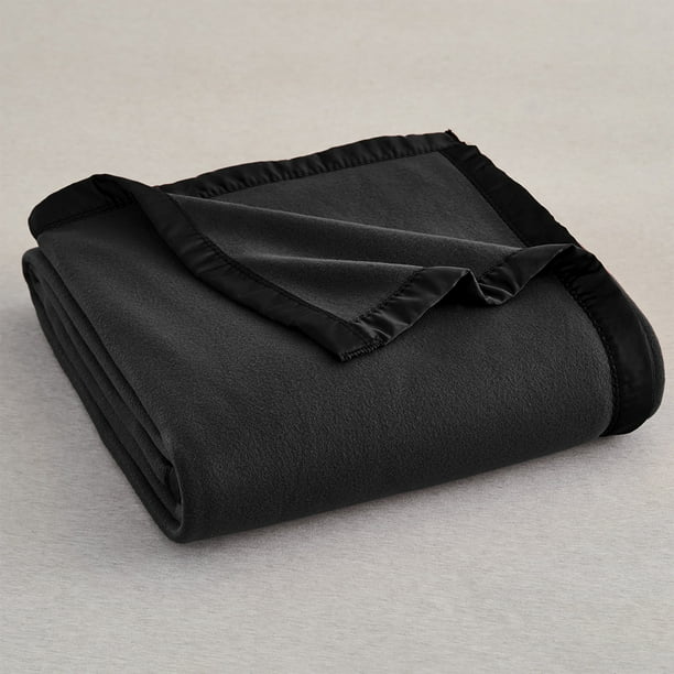 JML Soft Fleece Bed Blanket With Satin Trim, King 90"x108", Black