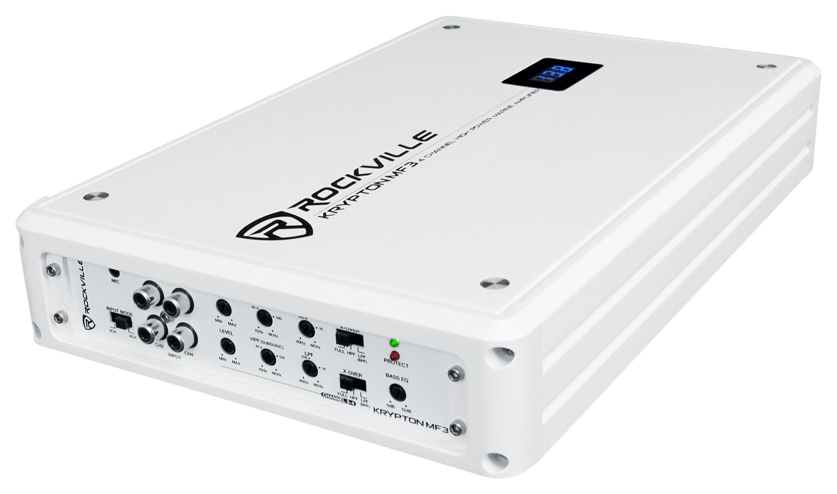 Rockville KRYPTON MF3 1600w Peak 4 Channel Marine Amplifier Boat Amp in White