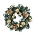 thumbnail image 2 of Pre-Lit Artificial Christmas Wreath, Wintry Pine, Lights, Decorated with Pine Cones, Berry Clusters, Candy Frosted Branches, Christmas Collection, Gold, 9.8in(S), 2 of 5