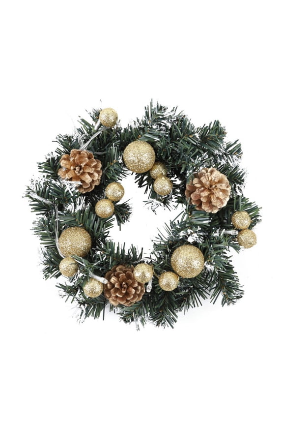 Christmas Wreath With Battery Powered LED Light String Front Door Hanging Garland Holiday Festival Home Decoration