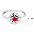 thumbnail image 4 of Precious Sunflower Red Coral Blossom Sterling Silver Band Ring-9, 4 of 5