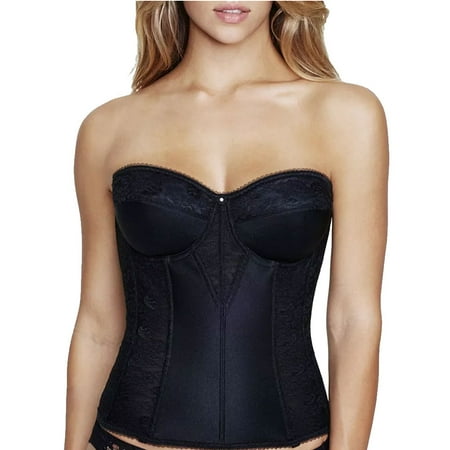 

DOMINIQUE Women s Lace Longline Corset - Full Length Bridal Bra with Garters Color: Black Size: 44 Cup: DD/E (8949-BLK-44DD/E)