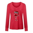 thumbnail image 4 of Pntutb Moda Mujer Cuello en V Camiseta de manga larga Otoño Navidad Impresión Blusa suelta tops Pntutb Pntutb-5115, 4 of 5