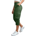 thumbnail image 2 of Only Moment Cargo Shorts for Women Elastic Waist Trousers with Pockets Summer Beach Vacation Clothes Green,XL, 2 of 7