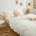 Off White Luxury Queen Ruffle Bedding Set Soft Lightweight Washed