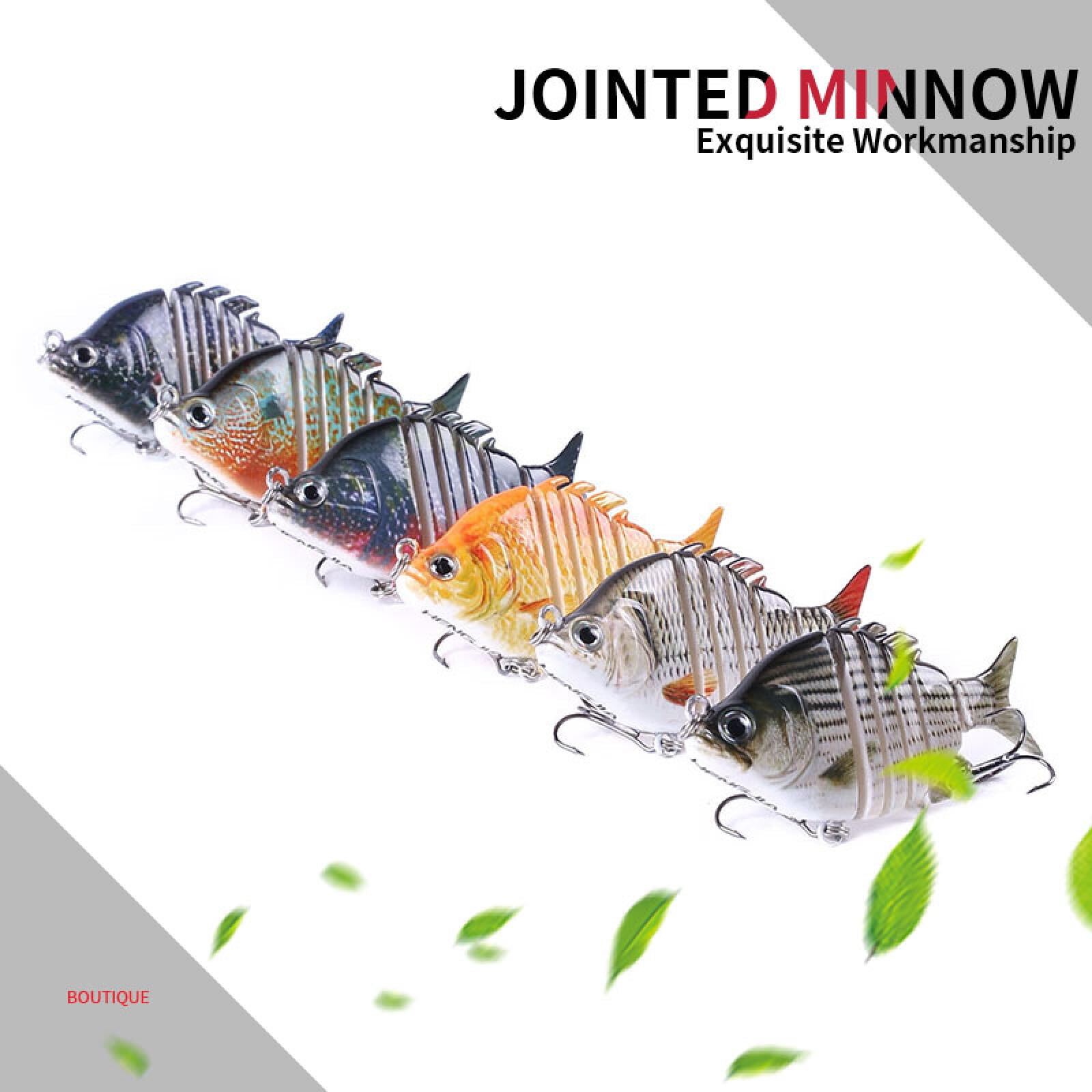 HENGJIA Fishing Lures, 6pcs Large Multi Jointed Fish Fishing Kits Slow Sinking Lifelike Swimbait Freshwater and Saltwater for Trout Bass Lures, 2.5"/0.33oz