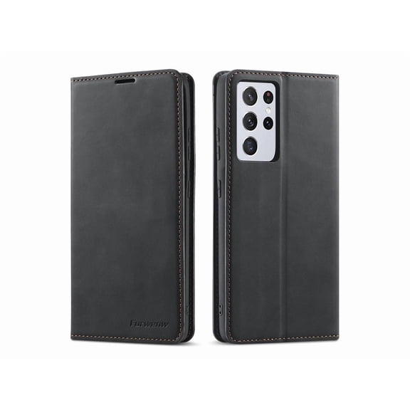 Samsung Galaxy S21 Ultra 6.8 Inch Case, PU Leather Cover TPU Bumper with Card Holder Kickstand Magnetic Shockproof Flip Wallet Cover