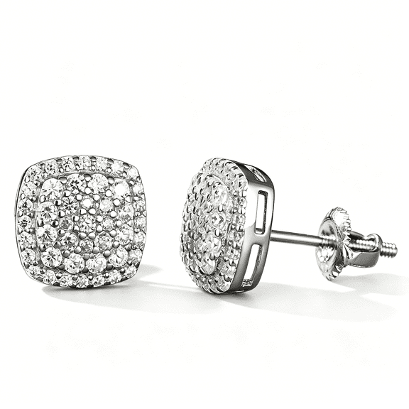 KIJ 0.66 Carat Square Moissanite Stud Earrings,925 Sterling Silver Rhodium Plated VVS1 Gra Certified Hypoallergenic Gifts for Men Women
