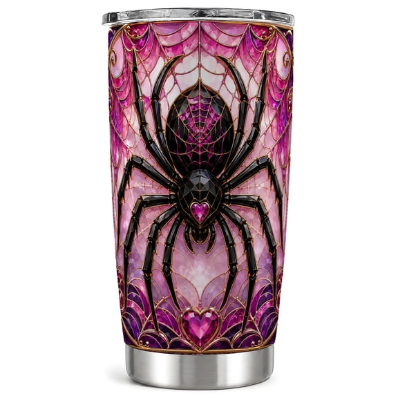 Pink Spider Tumbler 20oz, Gothic Tumbler, Stainless Steel Travel Cup