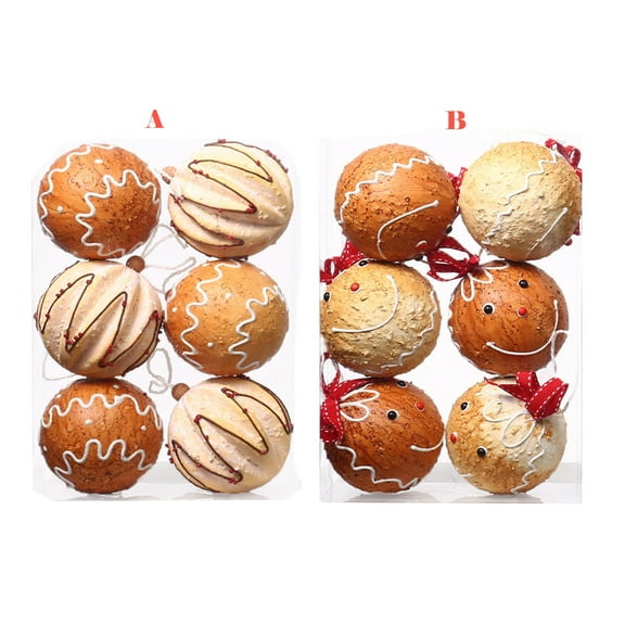 BOPORO 12pcs Christmas Ornaments, 80mm Large Red Green Gold Christmas Tree Decorations, Shatterproof Decorative Gingerbread Theme Christmas Ball Ornaments for Christmas Tree, Home Decor