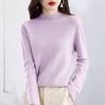 thumbnail image 2 of DHFJKG Women's Knit Sweaters Base Pullover Crew High Neck Long Sleeve Regular Fit Solid Color Stretch Layering Top With Ribbing Edge Winter Warm Cozy Jumper Tops, 2 of 6