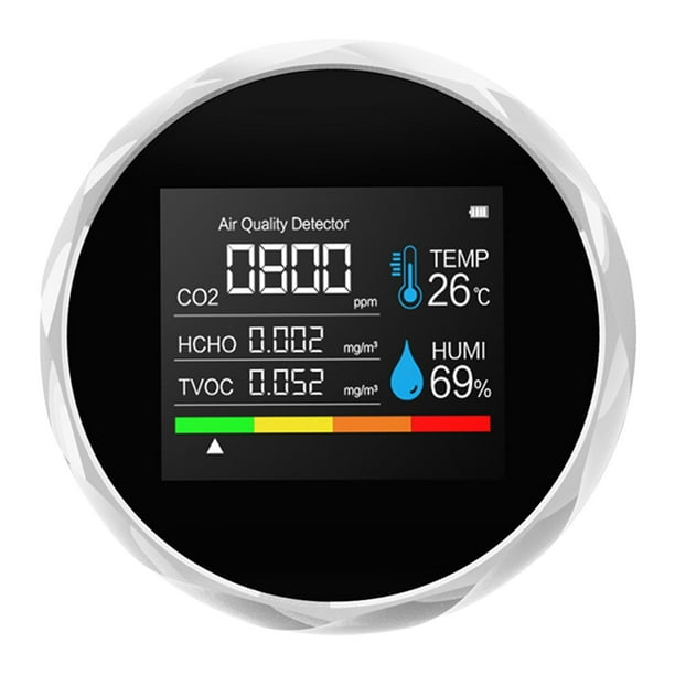 Detector digital de CO2, HCHO, dióxido de carbono, medidor inteligente, monitor y probador blanco