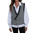 thumbnail image 5 of GEWSEY Striped Sweater Vest for Women Sleeveless Deep V Neck Knitted Tops Casual Button Up Crochet Knitwear (Black, S), 5 of 9