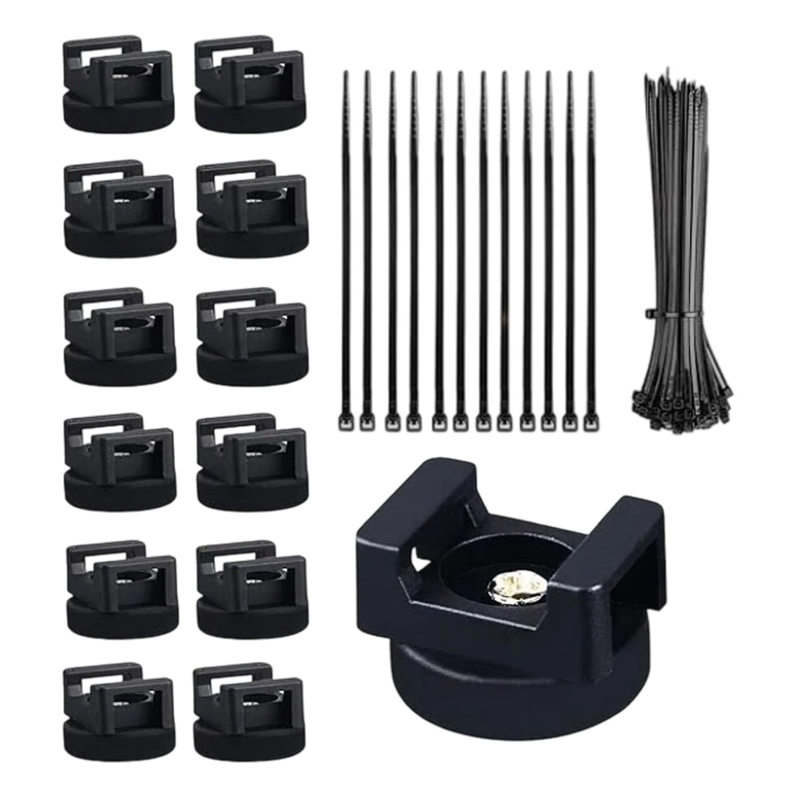 Zip Tie Mount Kit - 12-24PC Heavy Duty Cable Management Set with Strong Bases & Nylon Zip Ties for Wire Organization in Home, Office & Workshop