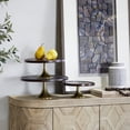thumbnail image 2 of DecMode 14", 12", 10"W Dark Brown Mango Wood Cake Stand with Gold Aluminum Bases, 3-Pieces, 2 of 7