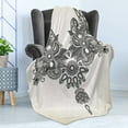 thumbnail image 4 of Folk Soft Flannel Fleece Throw Blanket, Far Eastern Vintage Fashion Ornamental Paisley Abstract Artwork Oriental Effect, Cozy Plush for Indoor and Outdoor Use, 50" x 60", Black Cream, by Ambesonne, 4 of 5