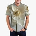 thumbnail image 2 of Balery Elegant Ivory Flower Printed Men’s Short Sleeve Polo Shirt, Midweight Men's Shirt,Golf Polo shirts -4X-Large, 2 of 8