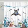 thumbnail image 1 of Cortina De Ducha 180 X 180 Cm Buceo Gato Océano Impreso Cortina De Baño Impermeable Lavable Anti Rápido Tejido De Poliéster Accesorio De Baño con 12 Ganchos, 1 of 5