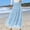 *Light Blue, variant on ClodeEU Women's High Waist A Line Tiered Ruffle Maxi Skirt,Flowy Elastic Waist Long Skirt with Pockets Black,Women's Plus L