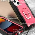 thumbnail image 3 of Dteck Back Case For Apple iPhone 13 Mini, Ring Stand Shockproof Hybrid Hard PC Soft Silicone Bumper Heavy Duty Shockproof Three Layer Drop Protective Girls Boy Cute Phone Case(Black+Rose), 3 of 6