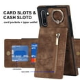 thumbnail image 4 of Nalacover for Samsung Note 10, Wallet RFID Credit Card Holder and Zipper Pocket,Drop Protection Flip Cover Ring Holder Kickstand Double Magnetic Clasp for Samsung Galaxy Note 10, Brown, 4 of 12