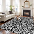 thumbnail image 2 of 8'x10' Area Rugs, Black Morocco Indoor Outdoor Area Rug for Living Room Bedroom, Traditional Tribal Abstract Geometric Art Washable Bathroom Rugs Kitchen Floor Carpet Mats Home Decor Aesthetic, 2 of 8