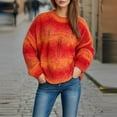 thumbnail image 5 of UAMVSH Gradient Sweaters for Women Hollow out Knitted Sweaters Oversized Long Sleeve Pullover Tops Casual Crew Neck Fall Outfits(Small,Red), 5 of 7