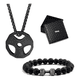 thumbnail image 1 of Collar Con Dije Disco Pesa Cadena Acero Inoxidable Gym Fit Belug, Negro, 1 of 5