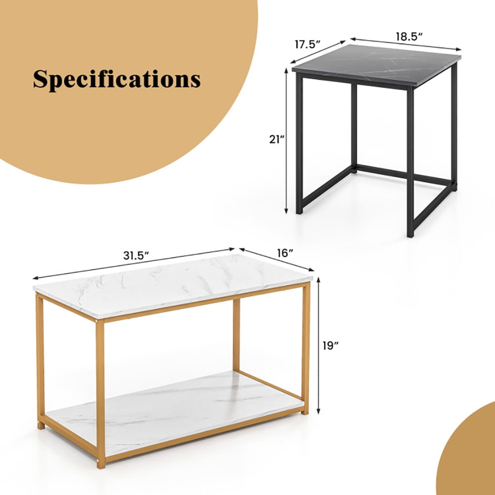 Finihen Coffee Table, Nesting Coffee Table Set of 3, Large Rectangular Coffee Table and 2 Side Tables, for Living Room, Reception Room, Black Finihen Coffee Table, Nesting Coffee Table Set of 3, Large Rectangular Coffee Table and 2 Side Tables, for Living Room, Reception Room, Black