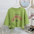 thumbnail image 1 of RWJDXD RWJDXD 2024 Été Chic Haut Court à Cordon de Serrage T-shirt de Base pour Femmes Design Élégant Manches Courtes Mode pour Femmes pour Commerce Extérieur, 1 of 5